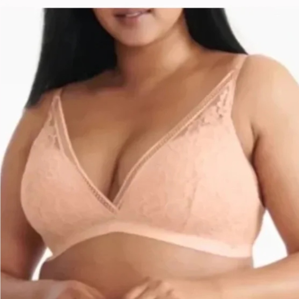 Knix Lace Deep V Bralette Sz XXL in Honey Peach